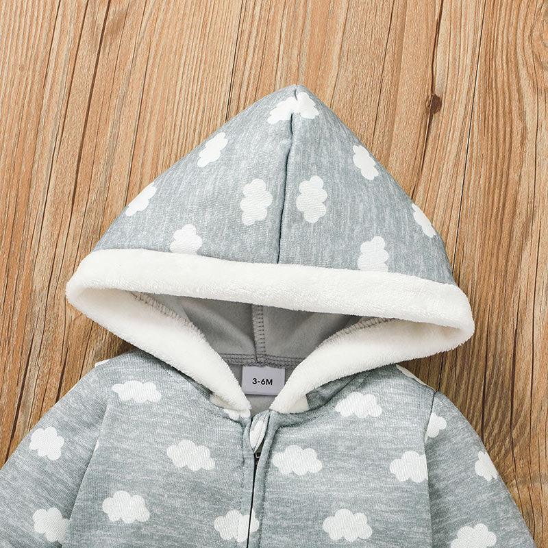 Baby Boys Cute Cloud Print Hoodie Zipper Shirt Jumpsuit