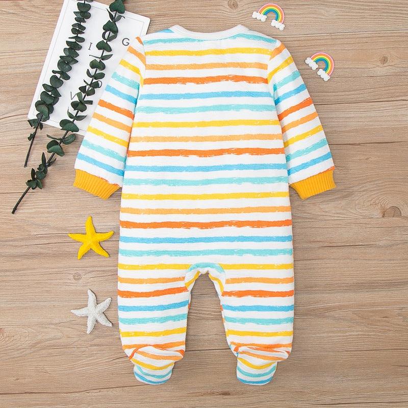 Baby Boys Girls Color Stripe Wrap Jumpsuit