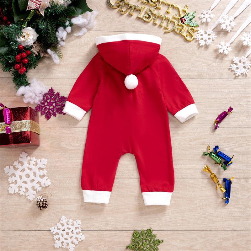 Baby Boys Cute Santa Hooded Zipper Jumpsuit