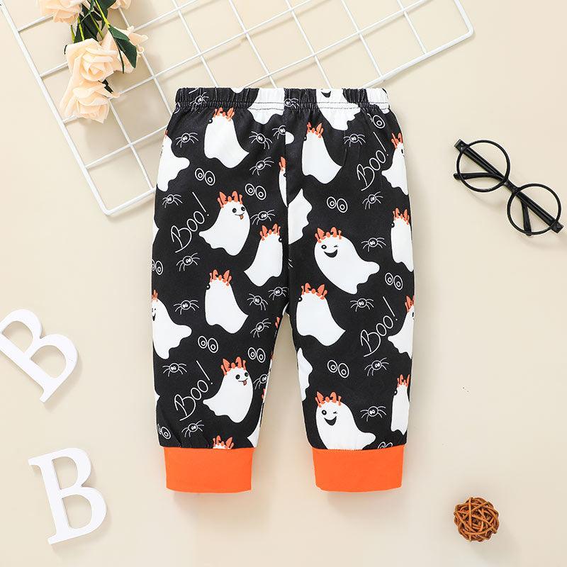 Baby Girls Cartoon Ghost Print Long Sleeve Jumpsuit Long Sleeve Two-piece Suit Unbranded Baby Clothes Wholesale