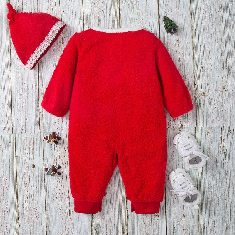 Baby Boys Girls Solid Color Long Sleeve Christmas Printed Jumpsuit