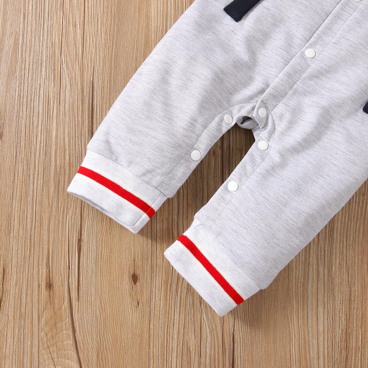 Baby Boys Long Sleeve Lettered Printed Bomber Jumpsuit