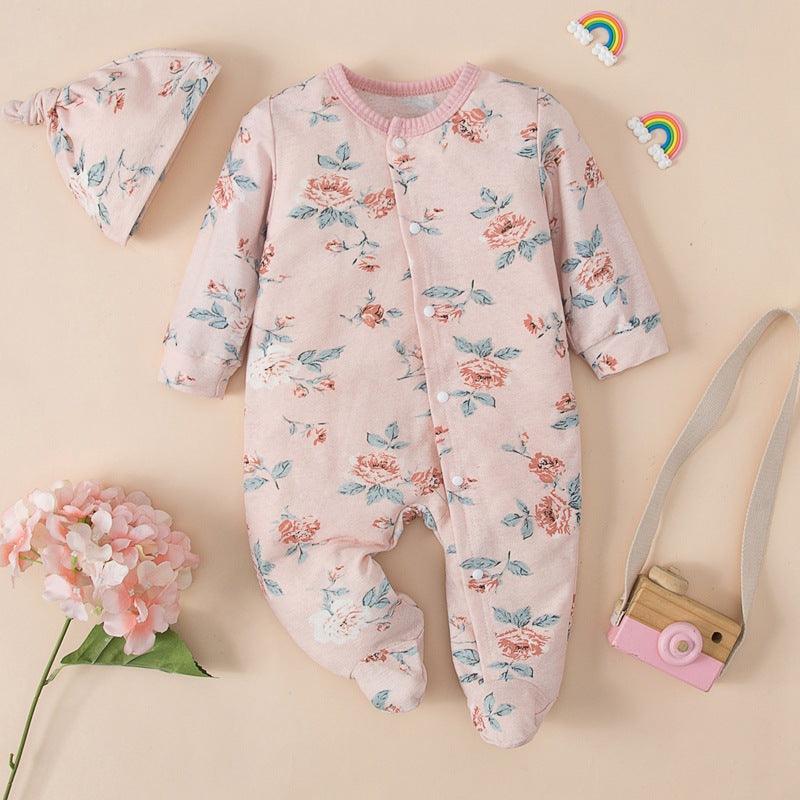 Baby Girls Cute Printed Wrap Leg Diagonal Jumpsuit