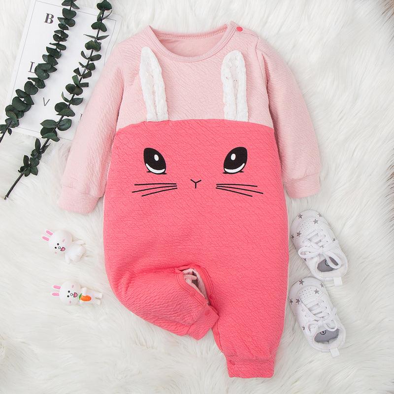 Baby Girl Solid Color Lovely Rabbit Jumpsuit