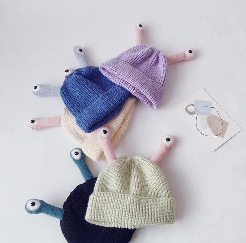 Baby Boys Girls Autumn Winter Thickened Insect Tentacle Eyes Knitted Cap Cartoon Wool Cap