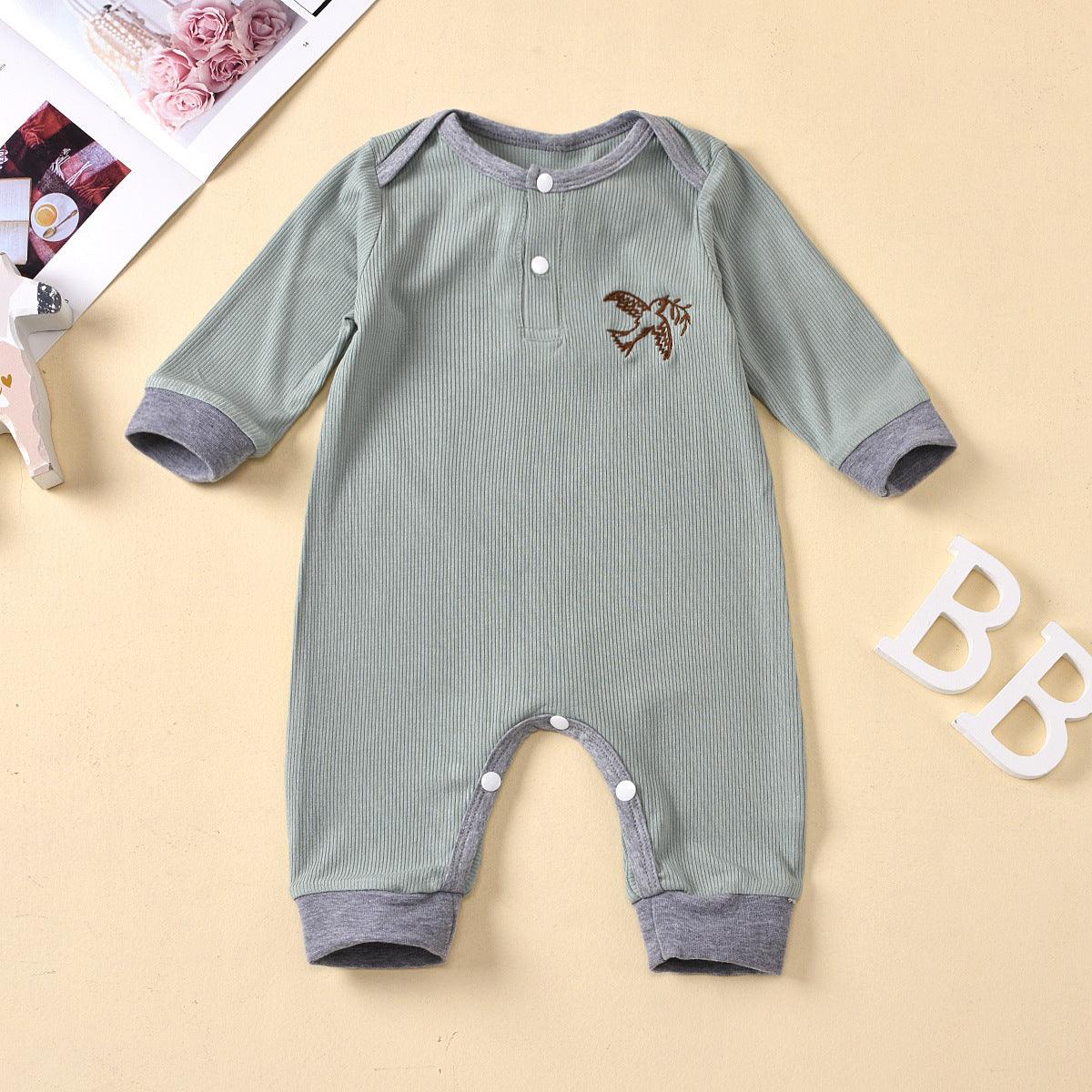 Baby Boys' Girls' Knitted Striped Long Sleeve Cartoon Printed Jumpsuit