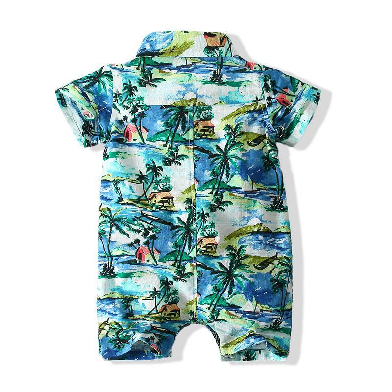 Baby Clothing Wholesale Short Sleeve Vacation Beach Style Pineapple Jumpsuit