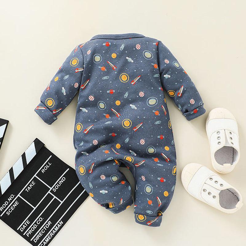 Baby Boys Cartoon Printed Long Sleeve Jumpsuit