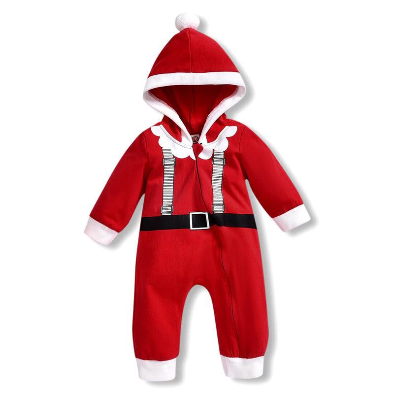 Baby Boys Cute Santa Hooded Zipper Jumpsuit