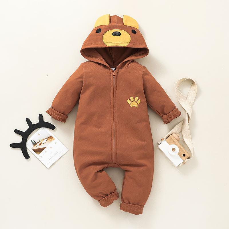 Baby Cartoon Bear Zipper Hoodie Long Sleeve Jumpsuit