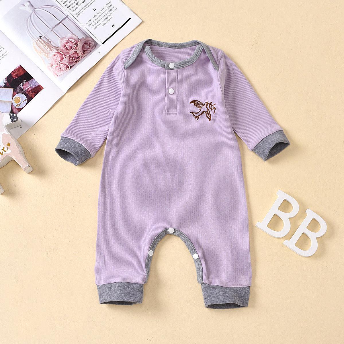 Baby Boys' Girls' Knitted Striped Long Sleeve Cartoon Printed Jumpsuit