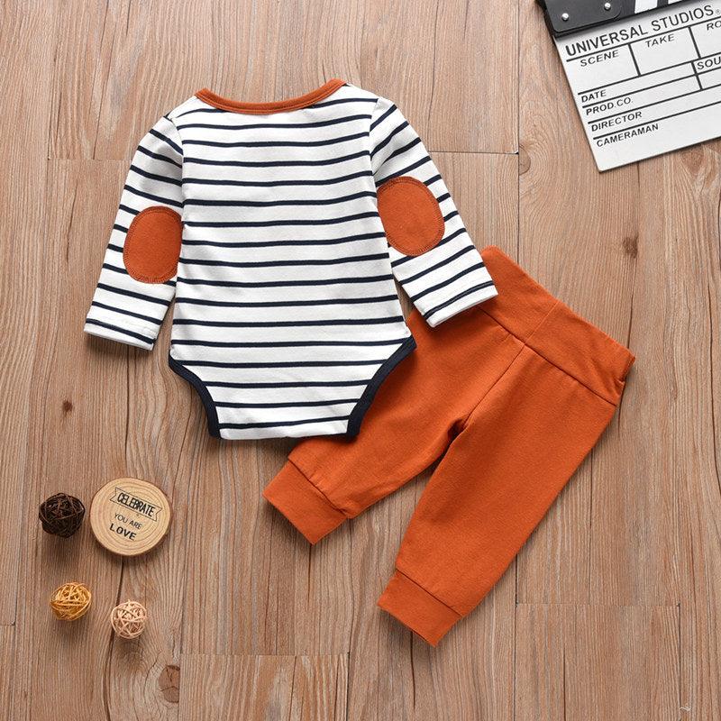 Baby  Boys Round Neck Striped Print Long Sleeved Suit