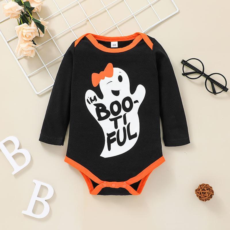 Baby Girls Cartoon Ghost Print Long Sleeve Jumpsuit Long Sleeve Two-piece Suit Unbranded Baby Clothes Wholesale