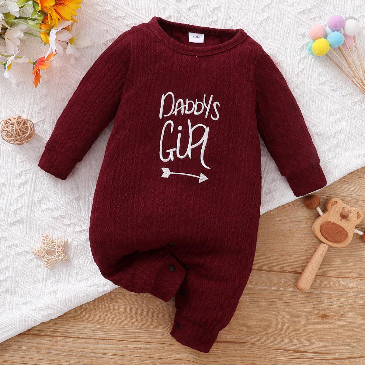 Baby Boys Girls Solid Letter Printed Long Sleeve Round Neck Jumpsuit