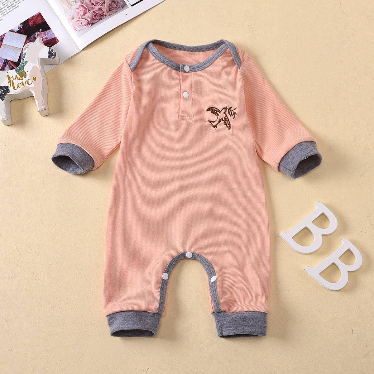 Baby Boys' Girls' Knitted Striped Long Sleeve Cartoon Printed Jumpsuit