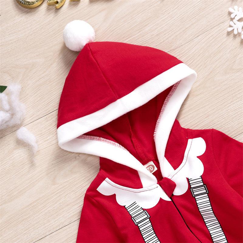 Baby Boys Cute Santa Hooded Zipper Jumpsuit