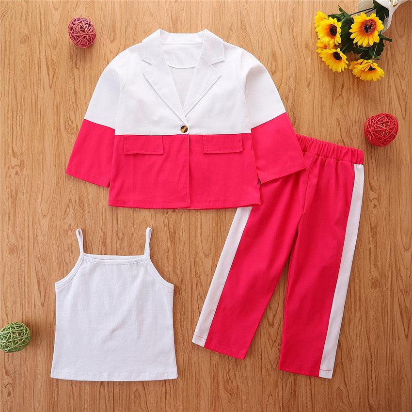 Autumn Kids Girl Solid Color Suit Trendy Girl Clothes Wholesale