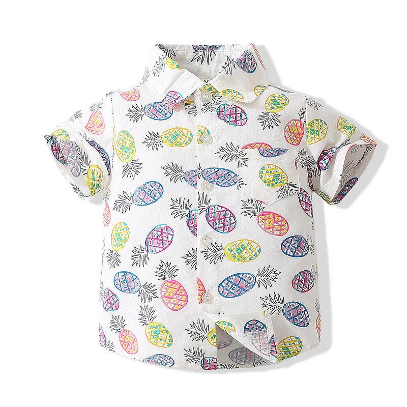 9M-4Y Toddler Boys Pineapple Print Lapel Shirt Wholesale Boys Boutique Clothing