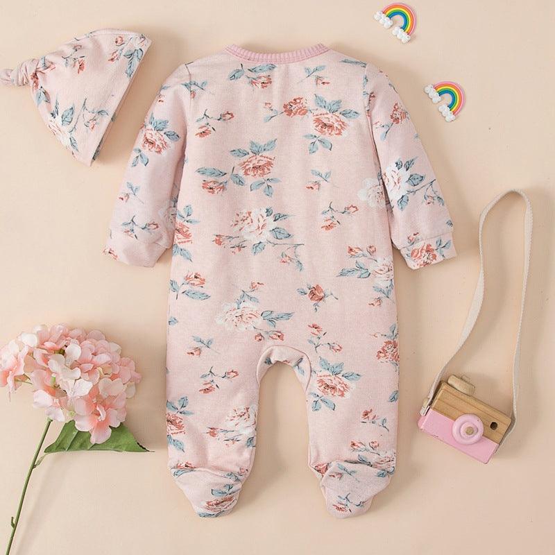 Baby Girls Cute Printed Wrap Leg Diagonal Jumpsuit