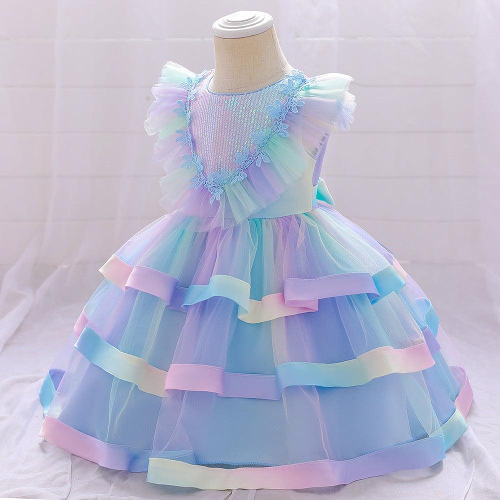 Baby Girls Glitter Colored Cake Skirt Pompous Gauze Skirt