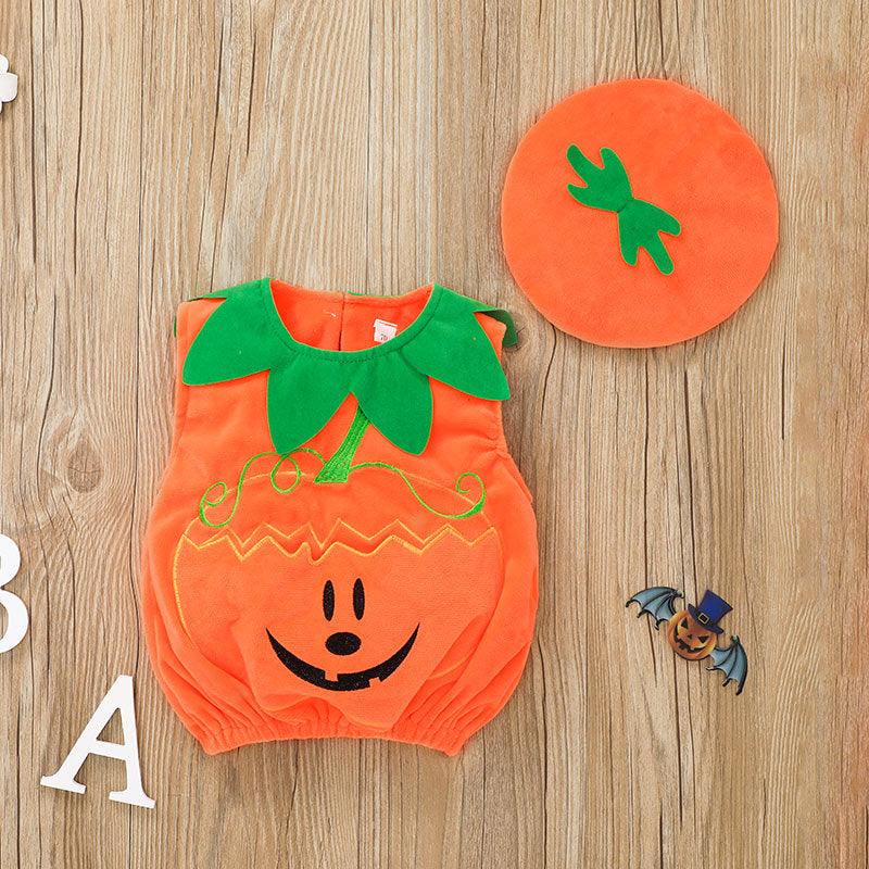 Baby Boys Girls Cute Pumpkin Dress Sleeveless Jumpsuit Halloween Dress Wholesale Baby Clothes Bulk