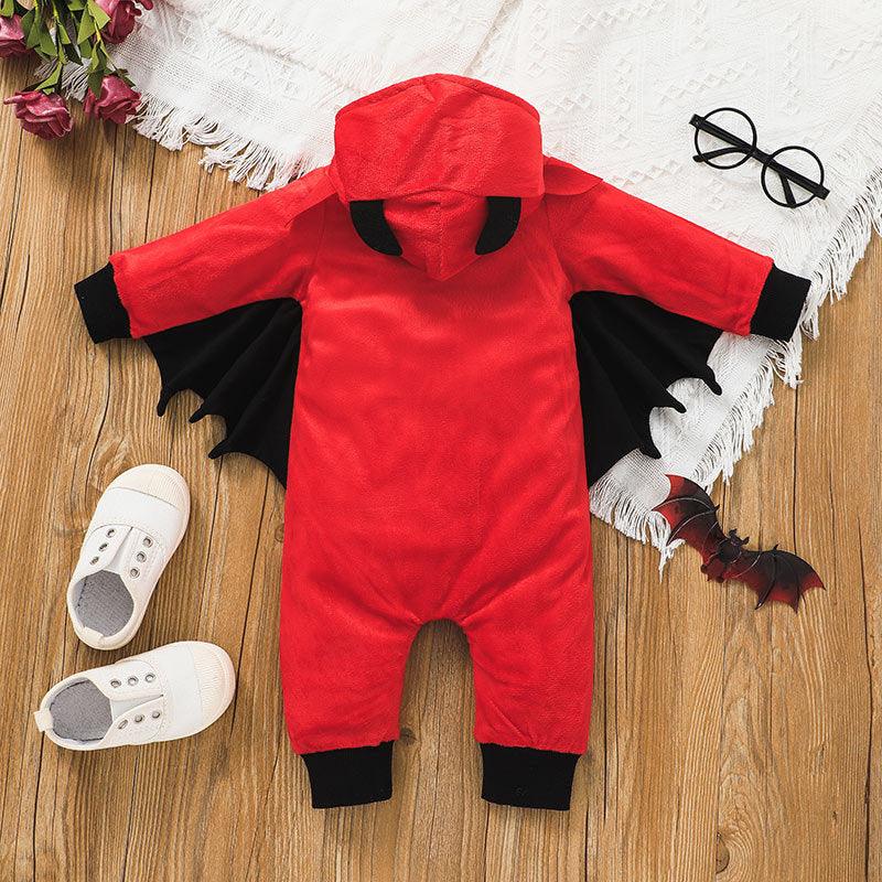 Baby Boys Halloween Red Long Sleeved Bat Hoodie