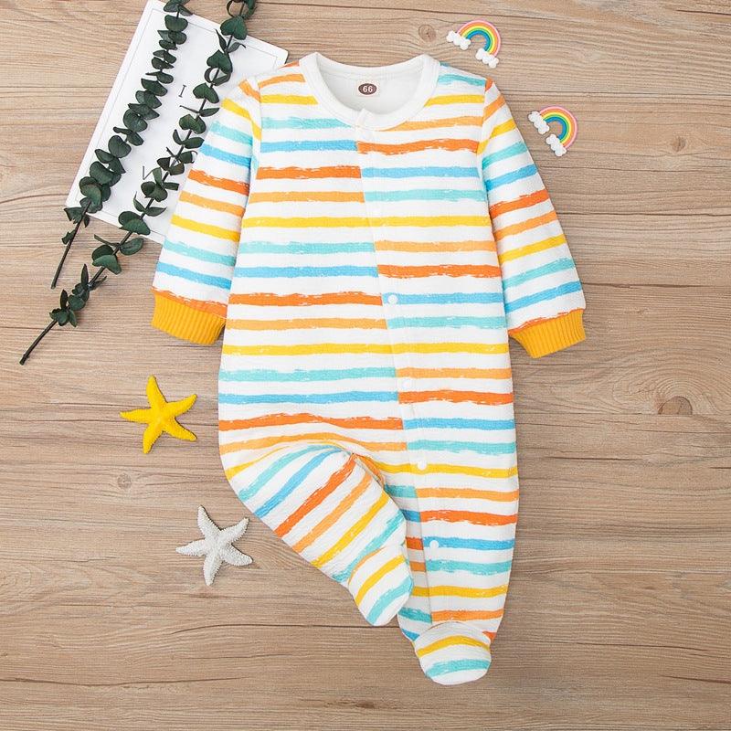 Baby Boys Girls Color Stripe Wrap Jumpsuit