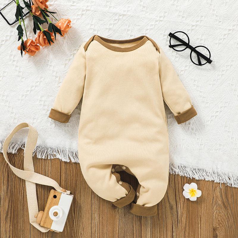 Baby Boys Solid Color Long Sleeve Cartoon Bear Jumpsuit