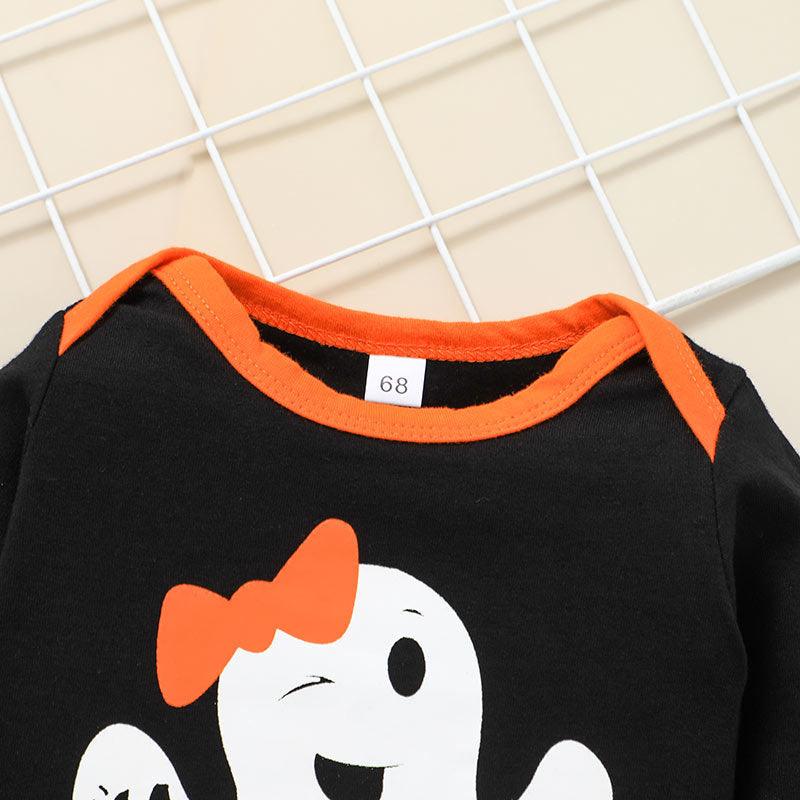 Baby Girls Cartoon Ghost Print Long Sleeve Jumpsuit Long Sleeve Two-piece Suit Unbranded Baby Clothes Wholesale