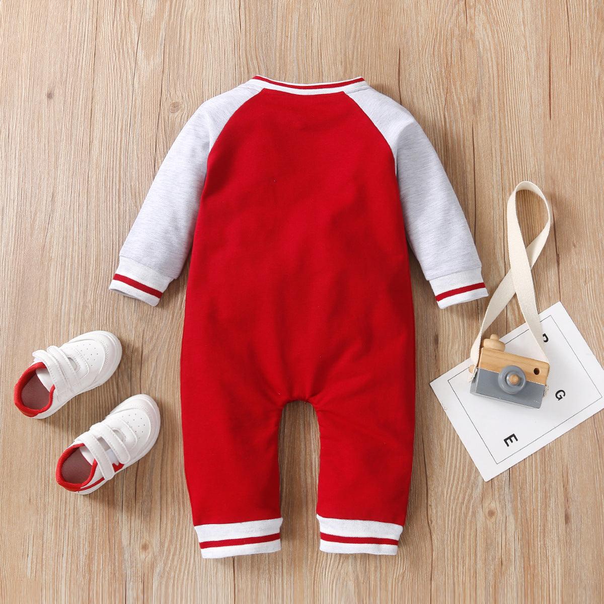 Baby Boys Long Sleeve Lettered Printed Bomber Jumpsuit