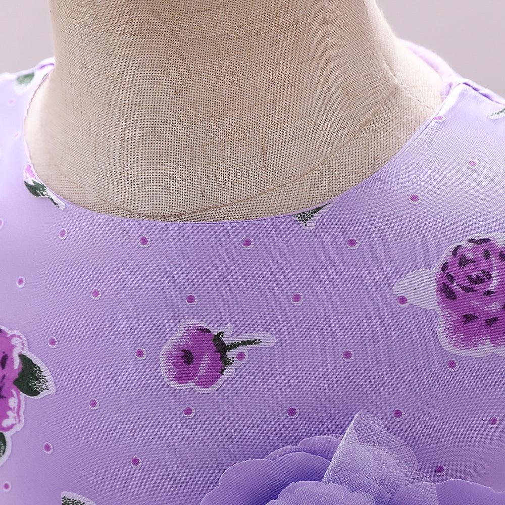 Baby Girls Flower-printed Pompous Gauze Princess Dress