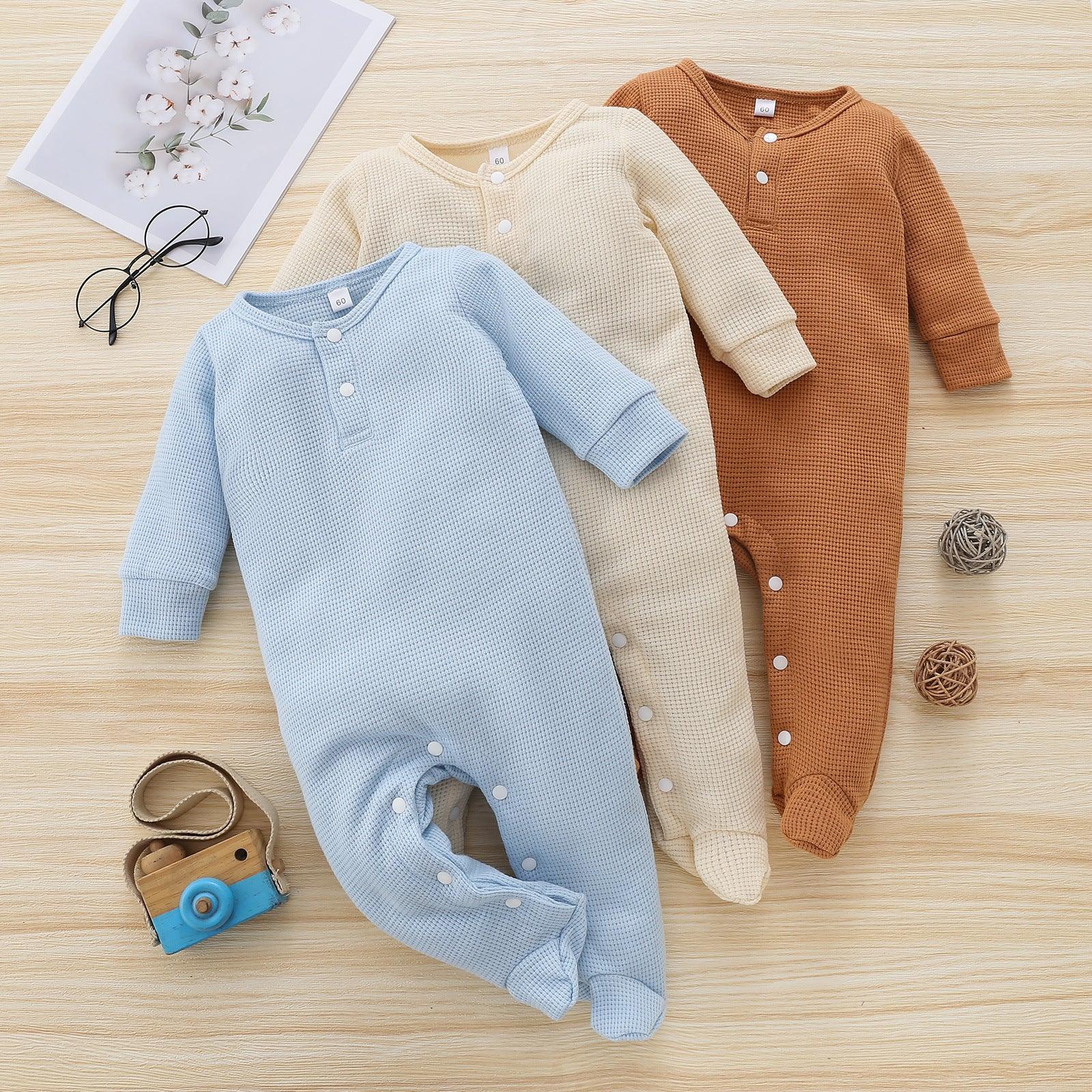 Baby Boy Girls Solid Color Foot Wrap Jumpsuit