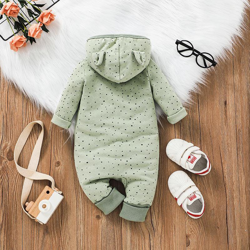 Baby Boys Girls Solid Long Sleeved Hoodie Jumpsuit