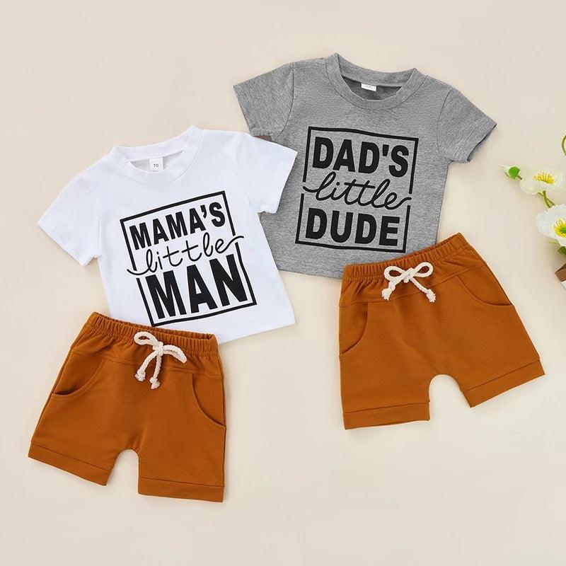 6months-3years Toddler Boy Sets Children's Clothing Boys Summer Suit Letter Print Short Sleeve T-shirt & Shorts Two Piece Set