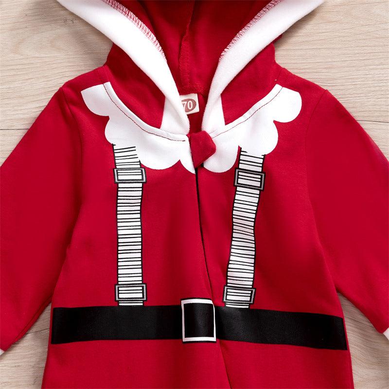 Baby Boys Cute Santa Hooded Zipper Jumpsuit