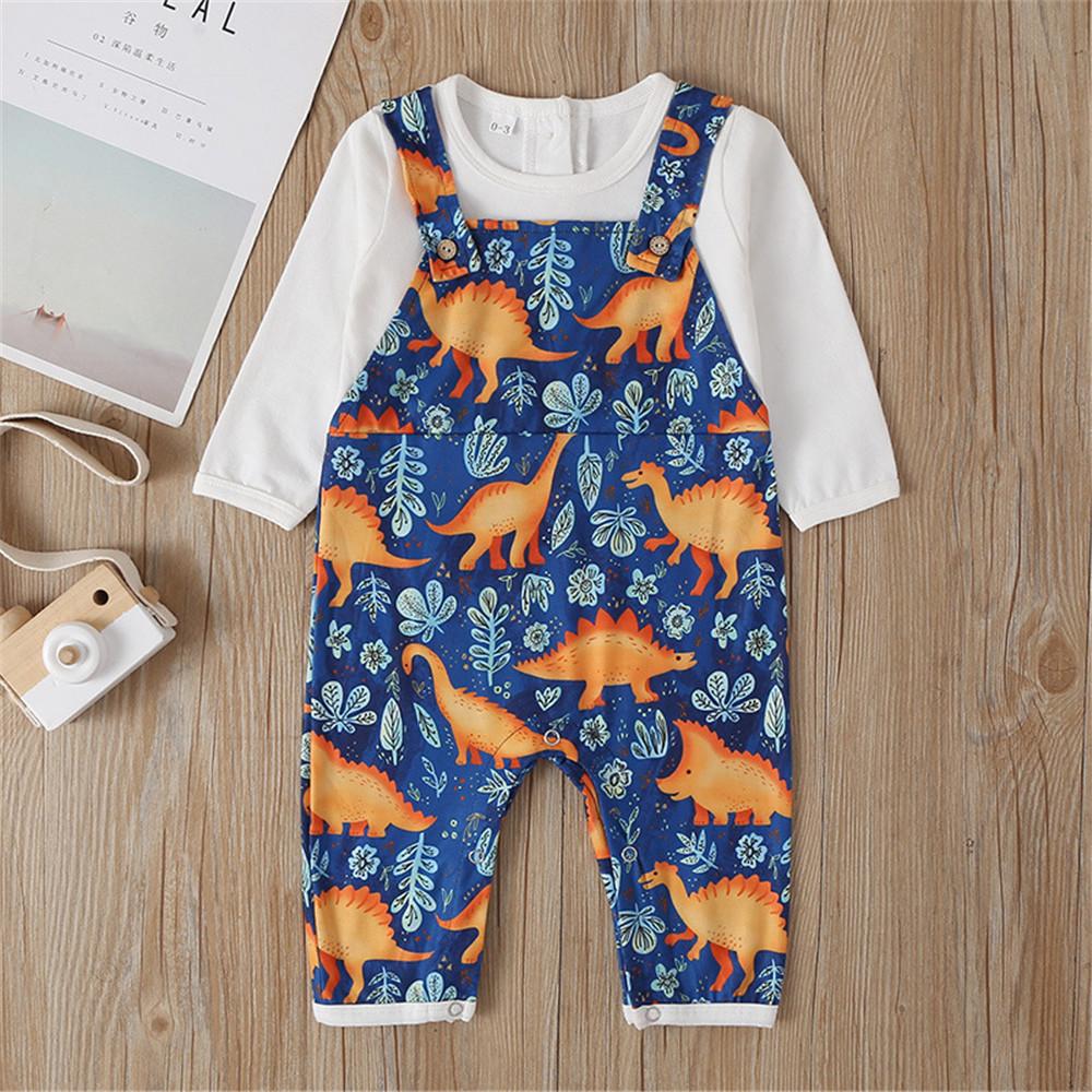 Baby Boys One Piece Dinosaur Printed Rompers