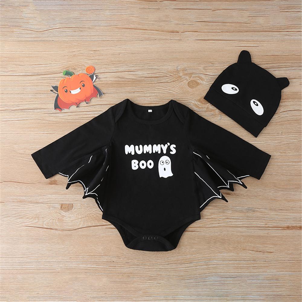 Baby Boys Pattern Bat Letter Printed Romper & Hat Baby Wholesales