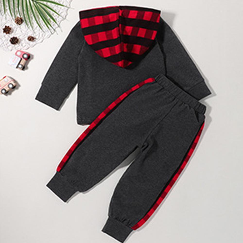 Baby Boys Plaid Hooded Long Sleeve Top & Pants Wholesale Clothing Baby