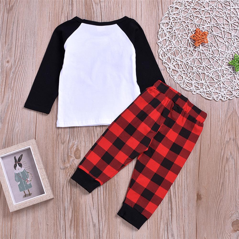 Baby Boys Plaid Letter Printed Top & Pants Baby Clothes Wholesale Bulk