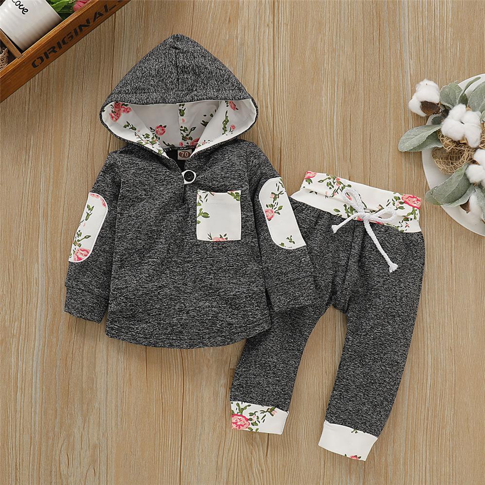 Baby Boys Printed Long Sleeve Hooded Top & Pants Baby Wholesale