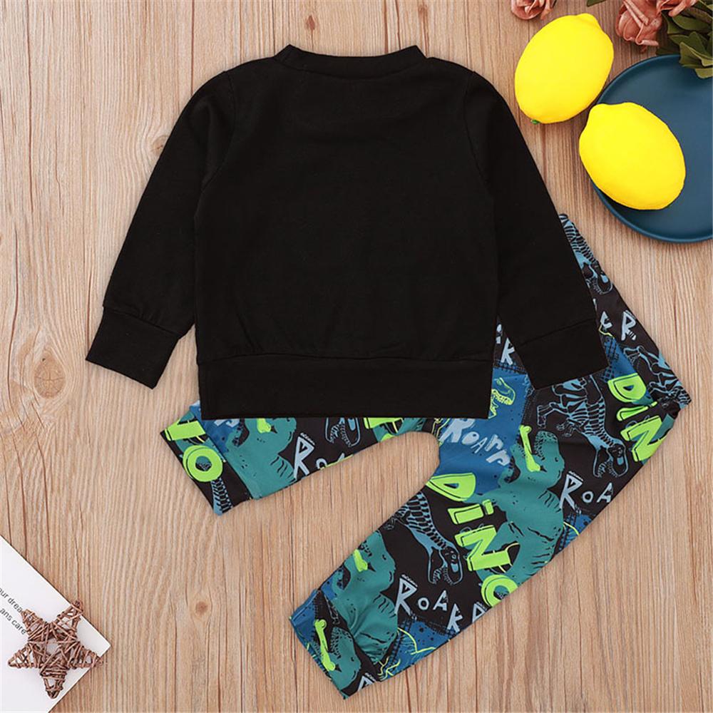 Baby Boys Punk Letter Dinosaur T-shirt & Pants Baby Wholesale Clothing