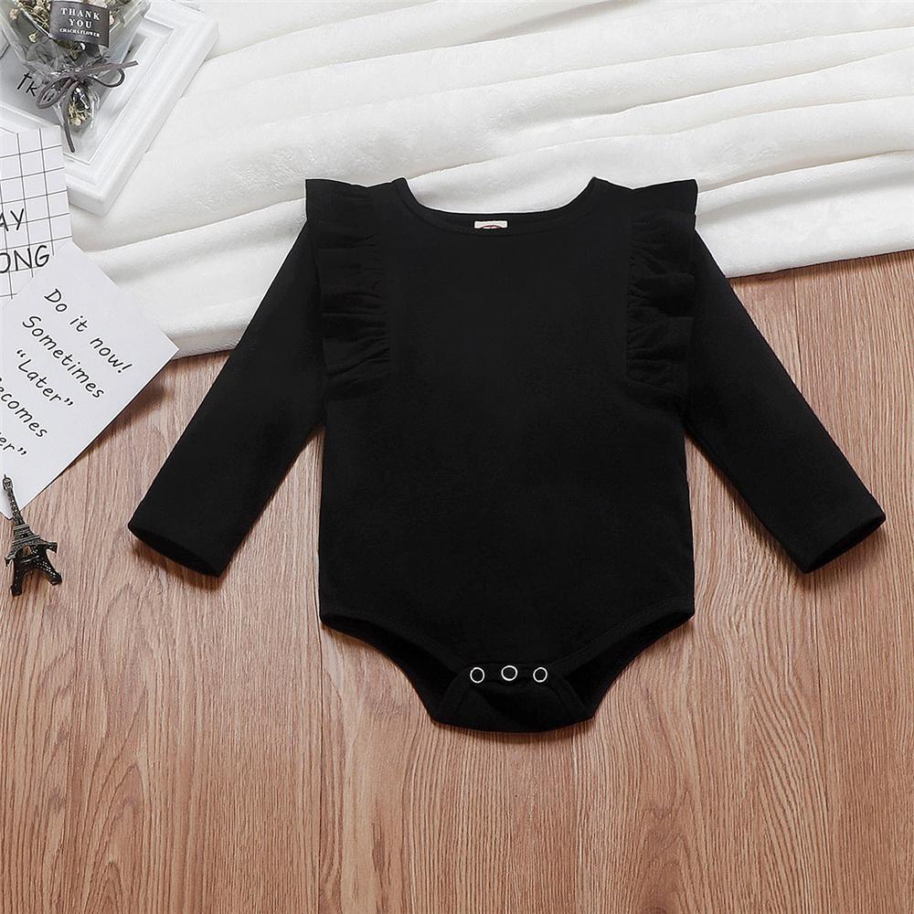 Baby Boys Ruffle Solid Long Sleeve Romper Cheap Bulk Baby Clothes