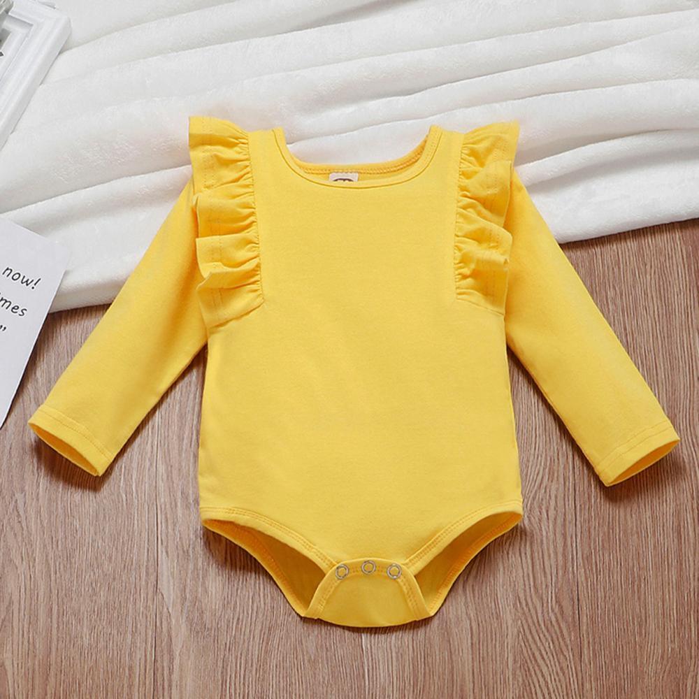 Baby Boys Ruffle Solid Long Sleeve Romper Cheap Bulk Baby Clothes