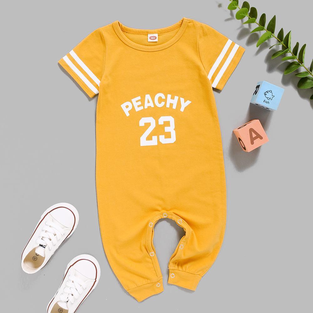 Baby Boys Short Sleeve Peachy Printed Striped Romper Baby clothes Cheap Wholesale