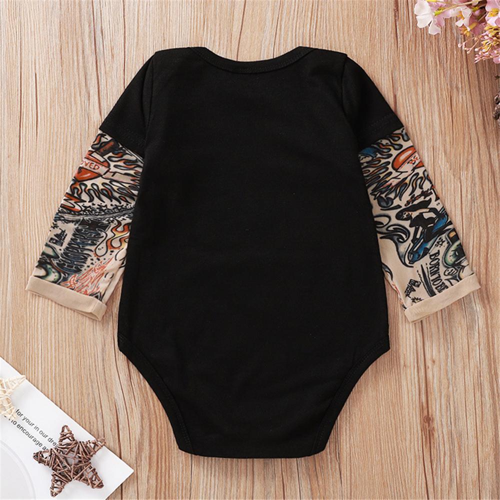 Baby Boys Skeleton Pattern Tattoo Printed Romper Wholesale Baby Outfits