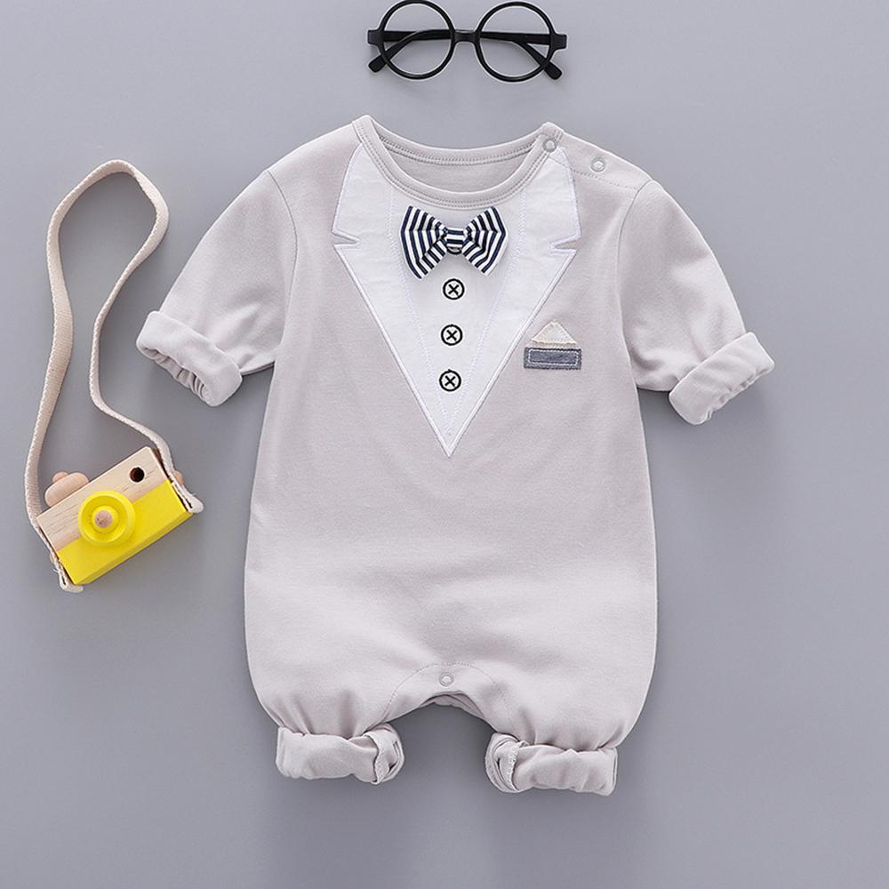 Baby Boys Soft Long Sleeve Solid Romper