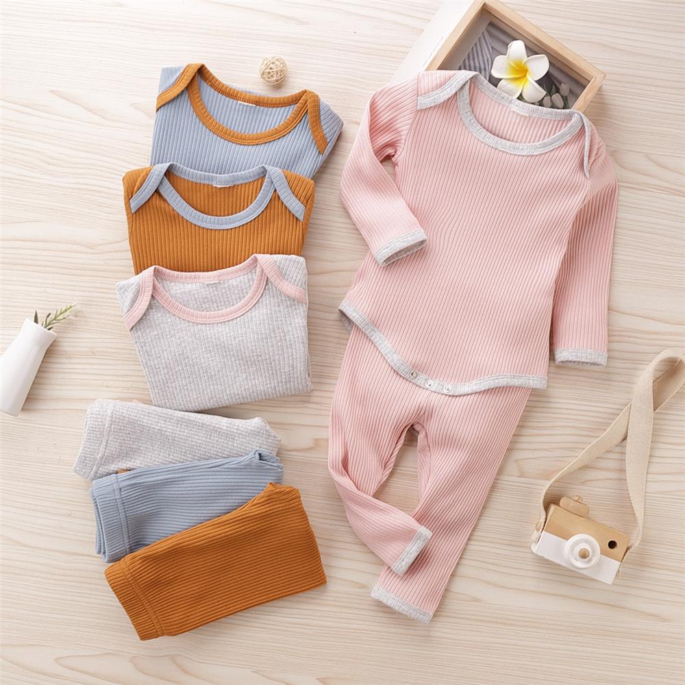 Baby Boys Solid Casual Long Sleeve Romper & Trousers Baby Rompers Wholesale