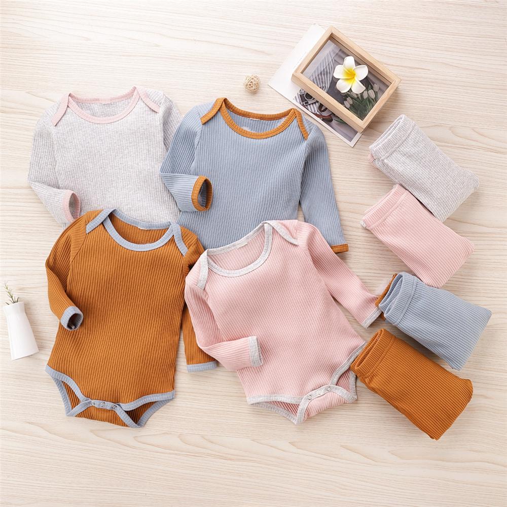 Baby Boys Solid Casual Long Sleeve Romper & Trousers Baby Rompers Wholesale