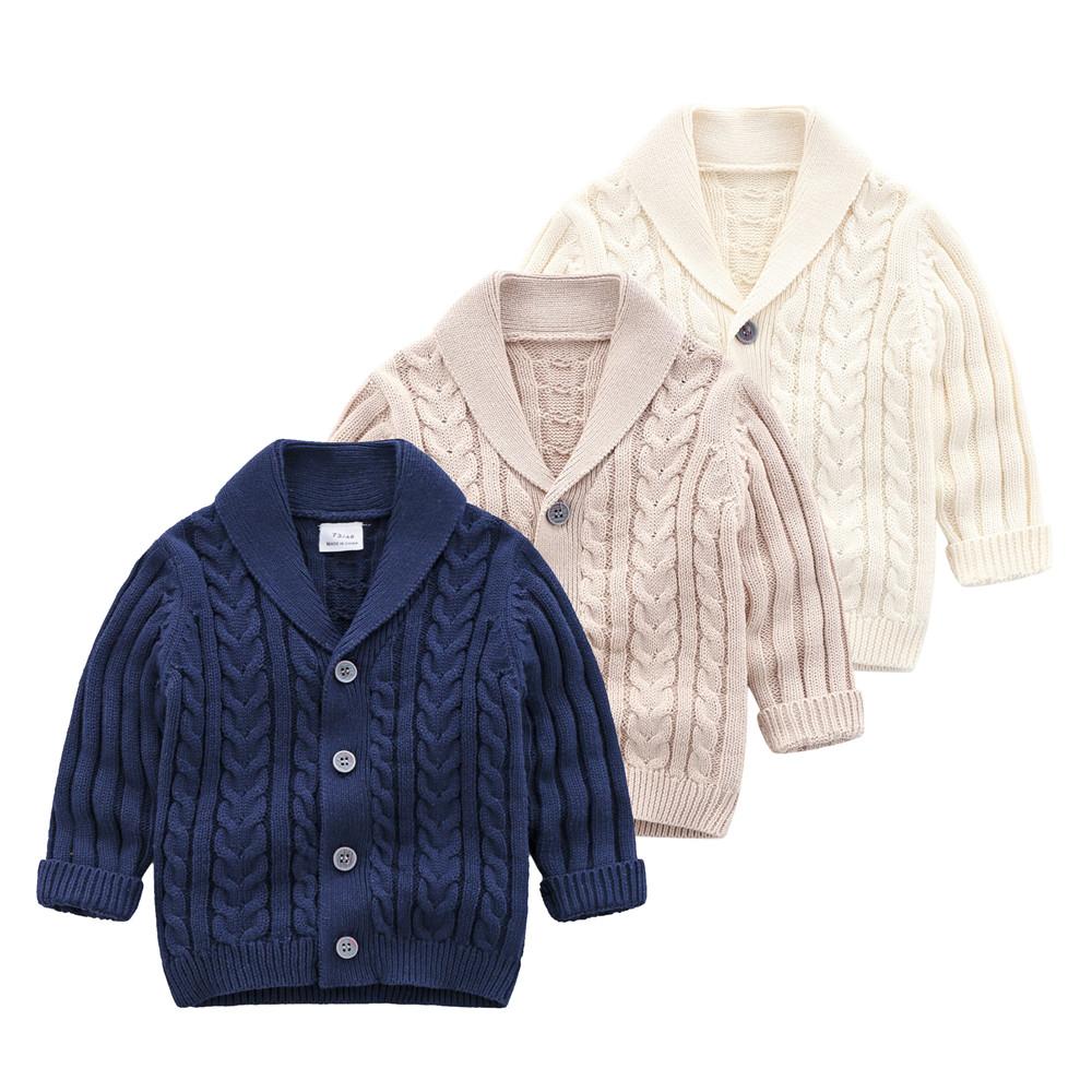 Baby Boys Solid Sweaters Long Sleeve Button Cardigan Jacket