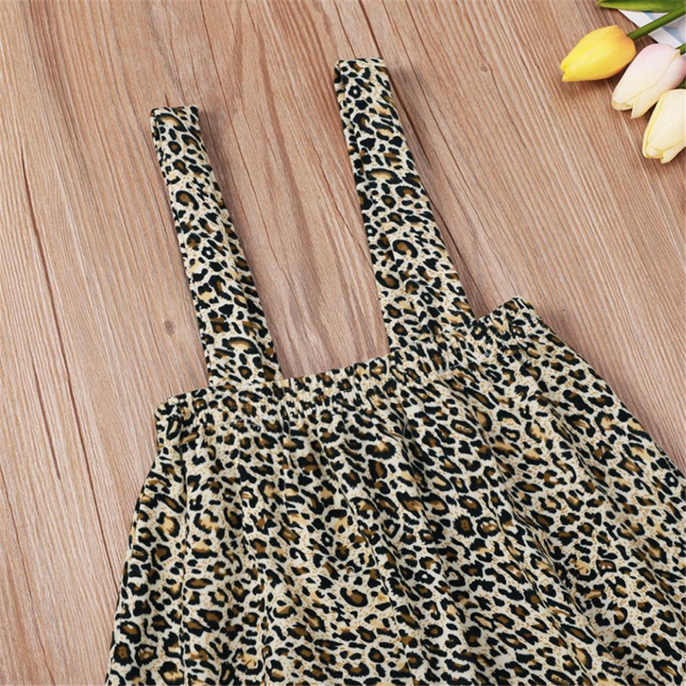 Baby Girl Solid Long Sleeve Top & Leopard Skirt Baby Clothes Wholesale